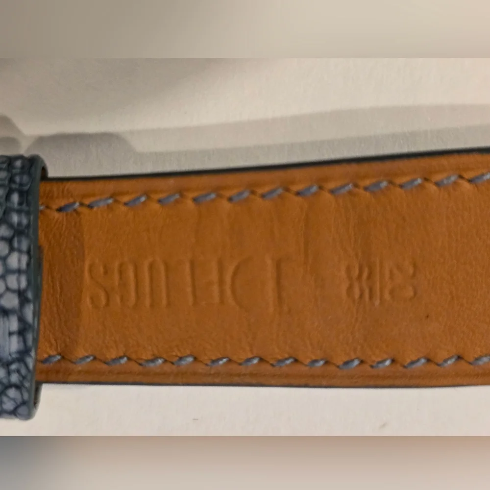 Blue Textured Leather Watch Band